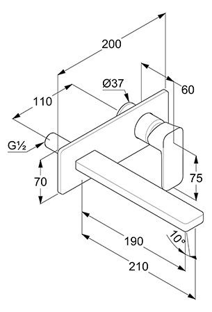 Kludi RENON Wand-Waschtischarmatur mit Auslauf 21cm 