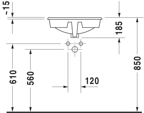 Duravit Universal Einbauwaschtisch rund Ø48cm, mit Hahnloch und Überlauf, weiß 5220480000