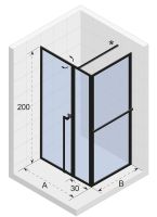 Vorschau: RIHO Lucid 203 Duschkabine mit Pendeltür und Seitenwand 110x90cm, Eckeinstieg, schwarz matt