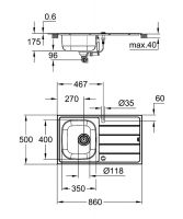 Vorschau: Grohe K200 Edelstahlspüle mit Abtropffläche, edelstahl 31552SD1 3