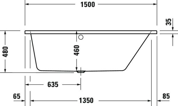 Duravit No.1 Trapez-Badewanne 150x80cm, Rückenschräge rechts, weiß