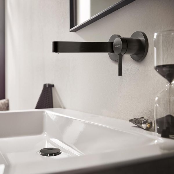 hansgrohe Finoris Waschtischarmatur 16,5cm, Wandmontage, brushed black chrome
