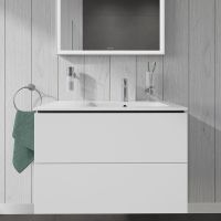 Vorschau: Duravit L-Cube Waschtischunterschrank Becken rechts 82x48cm 2 Schubladen für ME by Starck 234683 weiß matt LC629201818