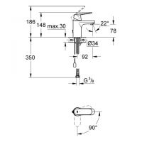 Vorschau: Grohe Eurosmart Cosmopolitan Waschtischbatterie, S-Size, mit versenkbarer Kette, wassersparend