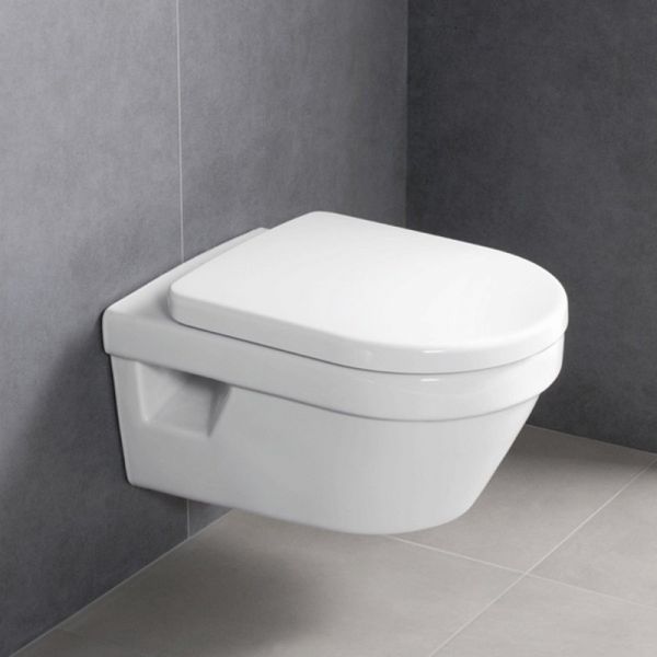 Villeroy&Boch Architectura Wand-WC oval, spülrandlos, WC-Sitz mit SoftClose, Combi-Pack, weiß, 5684HR01