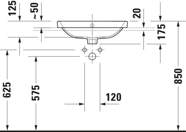 Duravit Duravit No.1 Einbauwaschtisch rechteckig 54,5x43,5cm, mit Hahnloch, mit Überlauf, weiß 03555500272