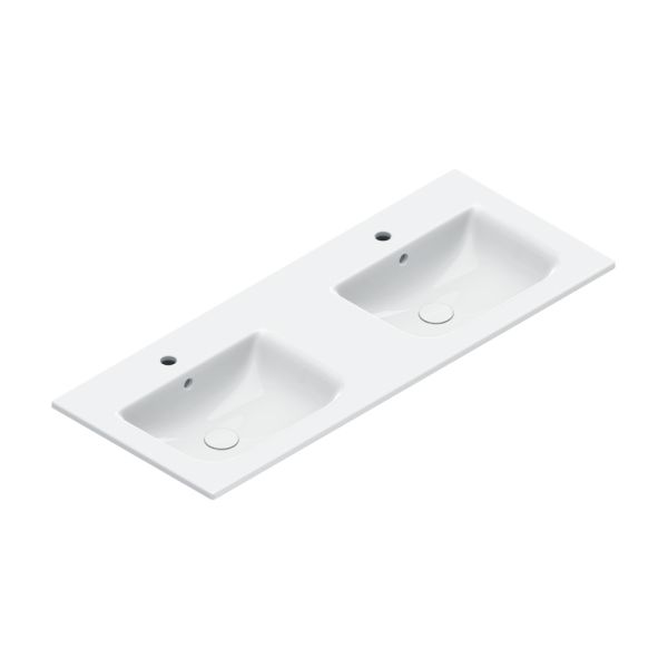 Catalano Italy Doppelwaschtisch 125x46cm, weiß CataGlaze+ 2 Hahnlöcher 0721272001