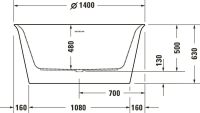 Vorschau: Duravit White Tulip freistehende Badewanne rund 140x140cm, weiß