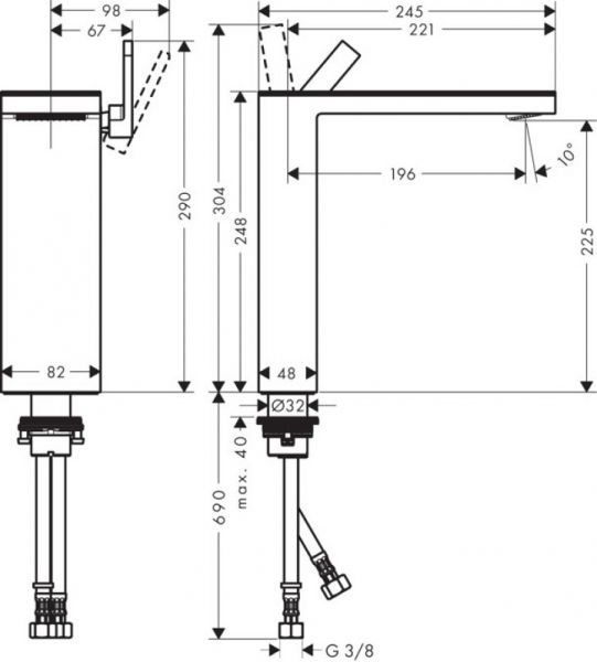 Axor MyEdition Einhebel-Waschtischmischer 230 mit Push-Open Ablaufgarnitur