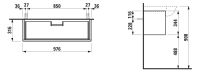 Vorschau: Laufen The New Classic Waschtischunterbau 98cm, 1 Schublade, passend zu Möbelwaschtisch 81385.7, techn. Zeichnung