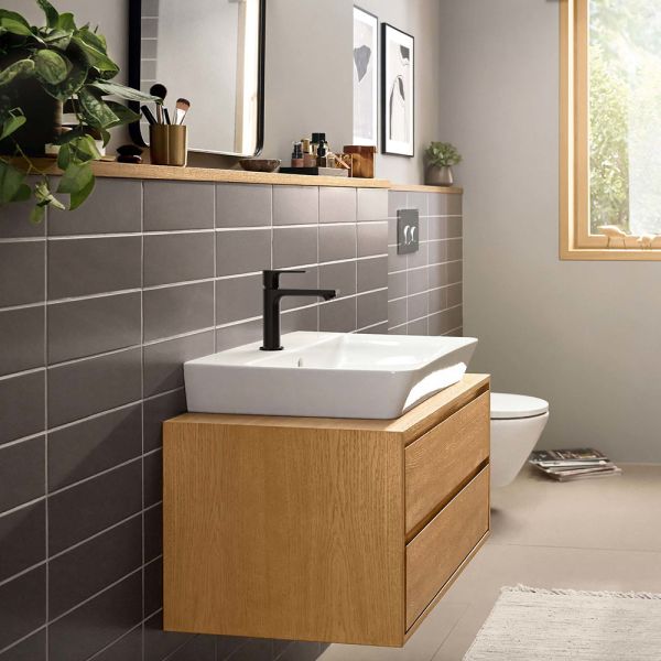 Hansgrohe Rebris E Einhebel-Waschtischarmatur 110 CoolStart m. Zugstangen-Ablaufgarni., schwarz matt 72559670