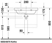 Vorschau: Duravit D-Code Waschtisch 65x48,5cm, mit Überlauf, ohne Wondergliss, weiß 03426500002