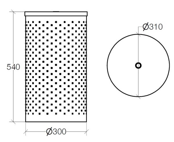 lineabeta BASKET Wäschekorb mit Deckel Ø30cm, edelstahl poliert