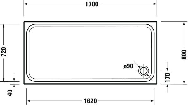 Duravit D-Code Duschwanne 171,5x81,5cm, Sanitäracryl, weiß