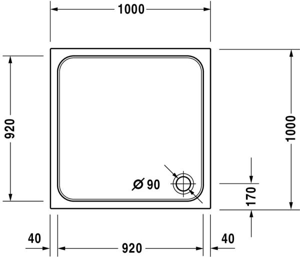 Duravit D-Code Duschwanne quadratisch 100x100cm, Sanitäracryl, weiß