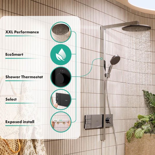 hansgrohe Raindance Alive S Duschsystem 300 2 Strahlarten, EcoSmart, schwarz matt