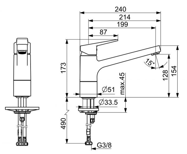 Hansa Hansatwist Spültisch-Einhand-Einlochbatterie, Vollhebel, chrom