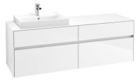 Villeroy&Boch Collaro Waschtischunterschrank passend zu Aufsatzwaschtisch 4A336G, 4 Auszüge, 160cm glossy white C02200DH
