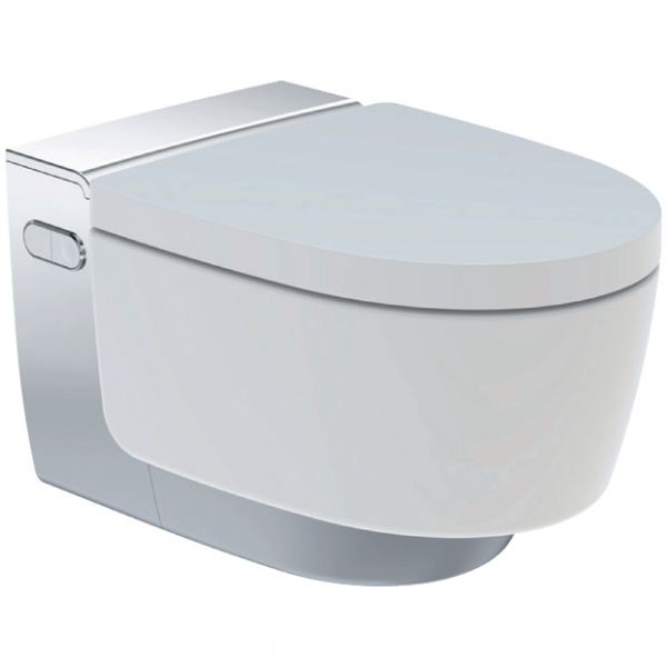 Geberit AquaClean Mera Classic Wand-Dusch-WC Komplett-SET mit Sigma50 Betätigungsplatte, weiß/chrom