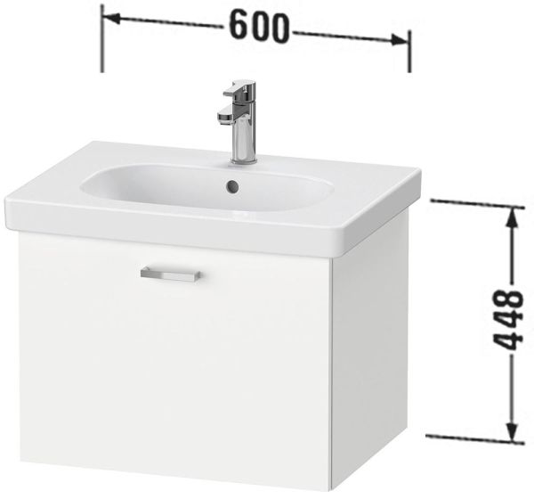 Duravit XBase Waschtischunterschrank 60cm, mit 1 Auszug, passend zu Waschtisch D-Code 034265