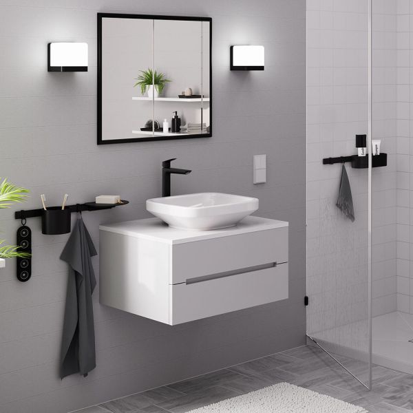 Hansgrohe Logis Waschtischarmatur 240 Fine mit Zugstangen-Ablaufgarnitur, schwarz matt