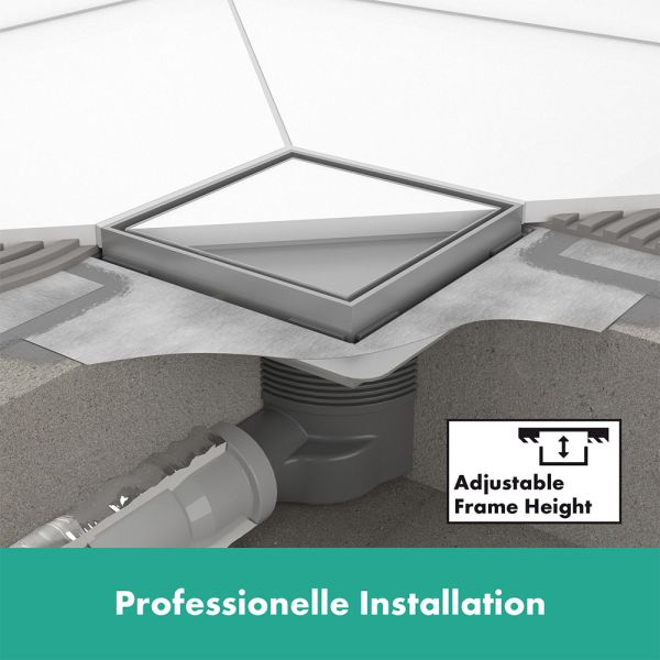 Hansgrohe RainDrain Brilliance Komplettset Punktablauf 10x10cm, befliesbar, schwarz matt