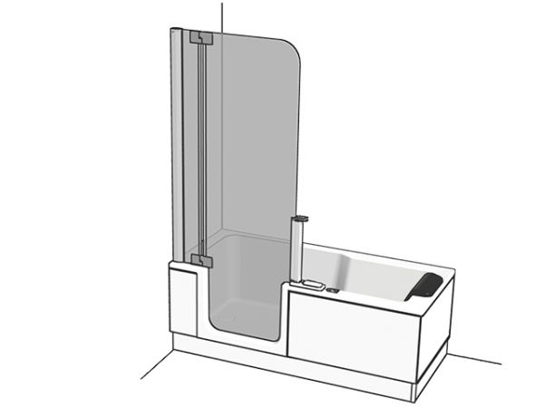 Artweger Artlift mit Vorrüstsatz, Duschbadewanne mit Duschtür 170x80cm, weiß