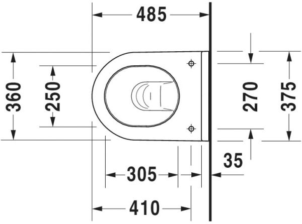 Duravit Starck 3 Wand-WC 48,5x37,5cm, oval, HygieneGlaze, Durafix, weiß