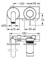 Vorschau: Hansa Hansapublic Fertigmontageset Waschtisch-Einhand-Wandbatterie, Ø26mm, Ausladung 300mm, chrom