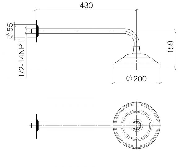 Dornbracht Madison Regenbrause Ø200mm mit Wandanbindung