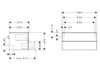 Vorschau: Hansgrohe Xelu Q Waschtischunterschrank 98x55cm für Aufsatzwaschtisch, 2 Schubkästen