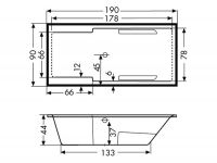 Vorschau: Polypex CAMA 1900 links Rechteck-Badewanne 190x90cm