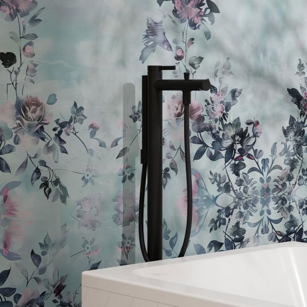 hansgrohe Zesis S Einhebel-Wannenarmatur bodenstehend, schwarz matt