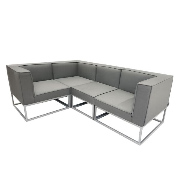 KETTLER MODENA MODULAR Casual Dining Lounge-Ecksofa 4er SET Sunbrella®, silber/flanelle