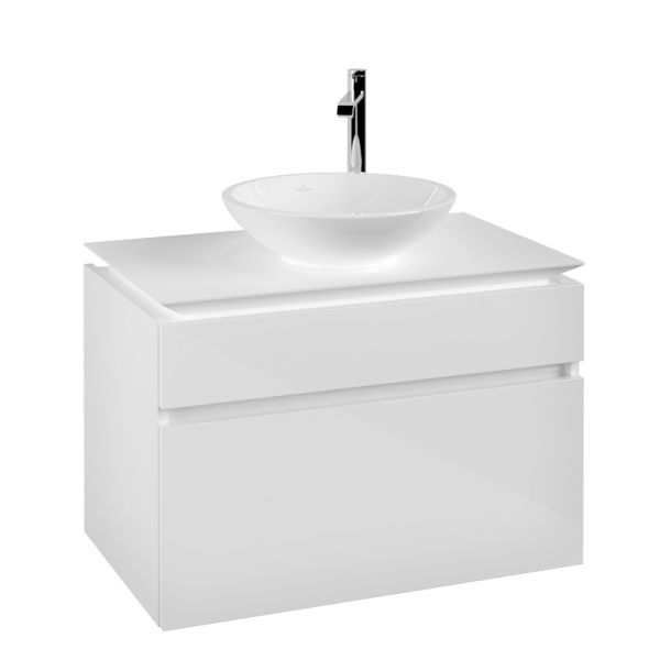 Villeroy&Boch Legato Waschtischunterschrank 80x50cm für Aufsatzwaschtisch, 2 Auszüge glossy white B57000Dh