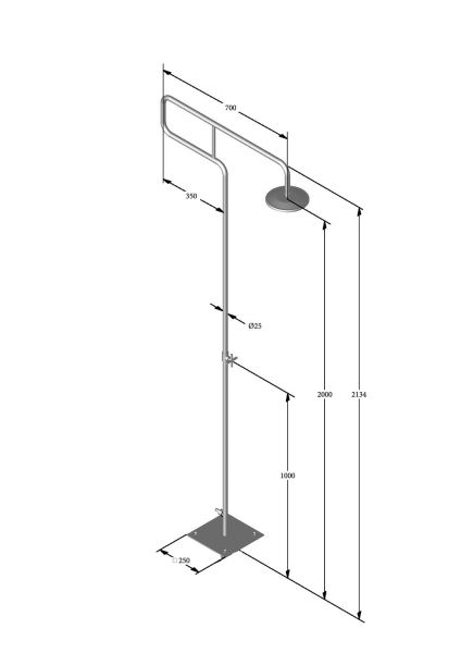 Ideal Trombone Modell 70 Kaltwasser-Gartendusche, freistehend, edelstahl poliert