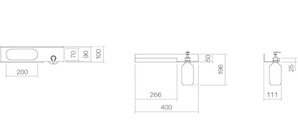 Alape Assist AS.400.HT.L Handtuchhalter links mit Lotionspender, weiß matt pulverbeschichtet