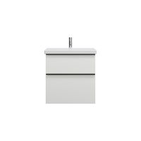 Vorschau: Burgbad Eqio Waschtisch mit Waschtischunterschrank 63cm mit 2 Auszügen weiß matt Griffleiste schwarz matt SEYQ063