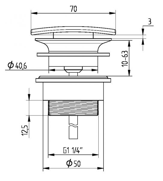 Avenarius Universal Design-Schaftventil eckig, ohne Verschluß, chrom