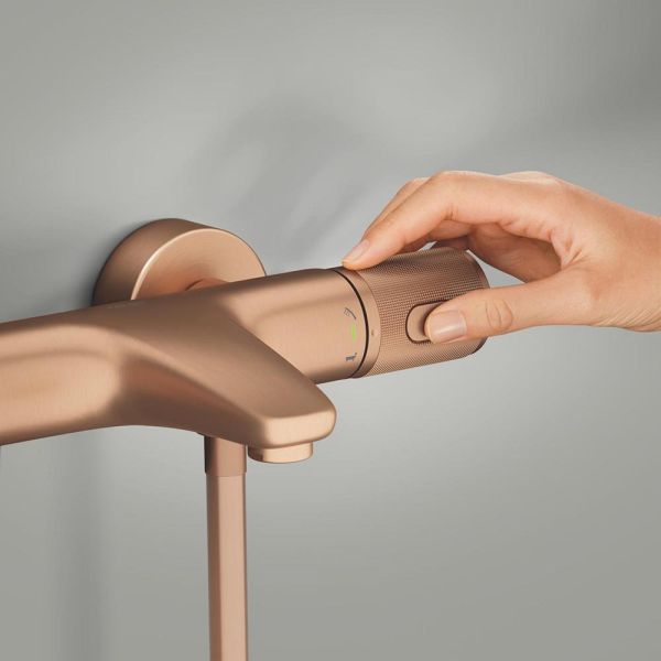 Grohe Precision Feel Thermostat-Wannenbatterie mit ProGrip Rändelstruktur, warm sunset gebürstet