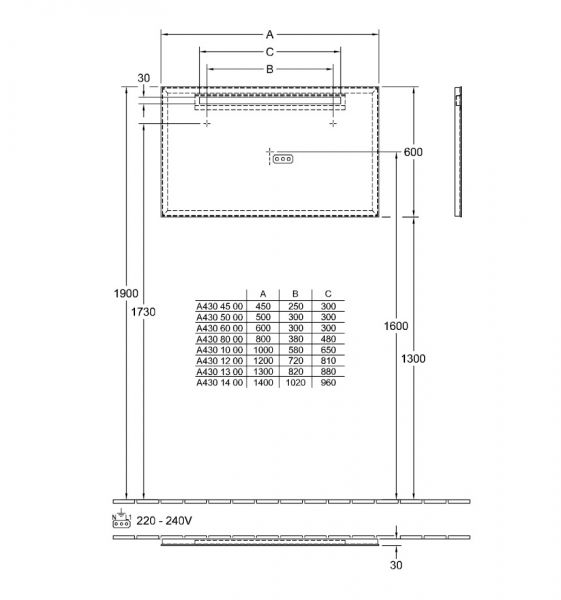 Villeroy&Boch More to See One LED-Spiegel, 60x60cm