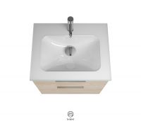 Vorschau: Burgbad Eqio Glas-Waschtisch 62cm mit Waschtischunterschrank, 2 Auszüge