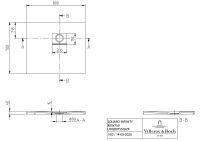 Vorschau: Villeroy&Boch Squaro Infinity Quaryl®-Duschwanne, Eckeinbau rechts gegen Wand, 80x70cm, technische Zeichnung