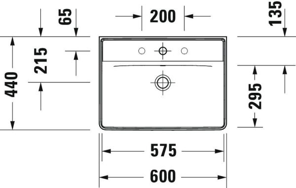 Duravit D-Neo Waschtisch rechteckig 60x44cm, mit Hahnloch und Überlauf, weiß
