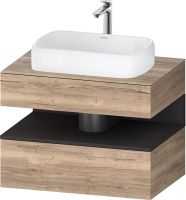 Duravit Qatego Unterschrank für Aufsatzbecken 80x55cm in eiche marmoriert, mit offenem Fach in graphit supermatt Antifingerprint QA4730