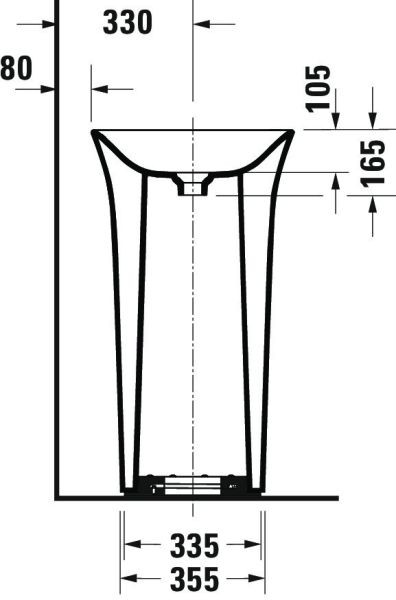 Duravit White Tulip freistehender Waschtisch rund Ø50cm, ohne Hahnloch, mit nicht verschließbarem Ablaufventil, weiß 2703500070