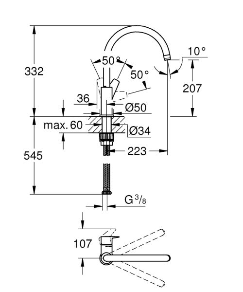 Grohe Start Edge Einhebelmischer Küchenarmatur C-Auslauf, chrom 30529001