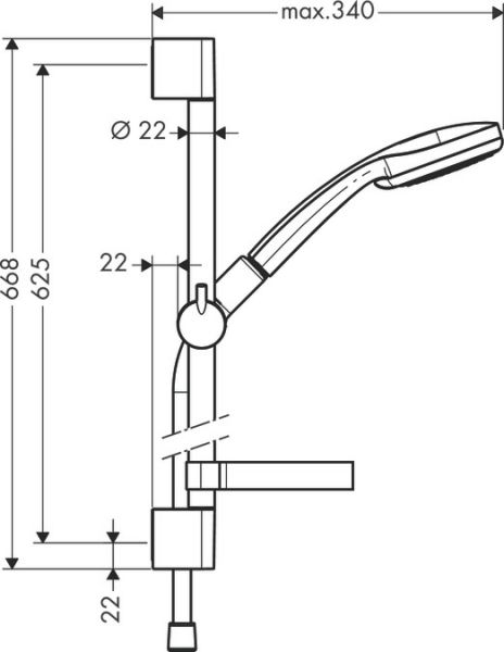 Hansgrohe Croma 100 Brauseset Vario mit Brausestange 0,65m, chrom