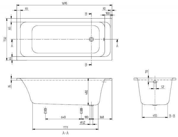 Villeroy&Boch Architectura Rechteck-Badewanne 170x75cm