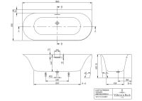 Vorschau: Villeroy&Boch Loop&Friends Oval Duo Vorwand-Badewanne, linke Ausführung, 180x80cm, technische Zeichnung